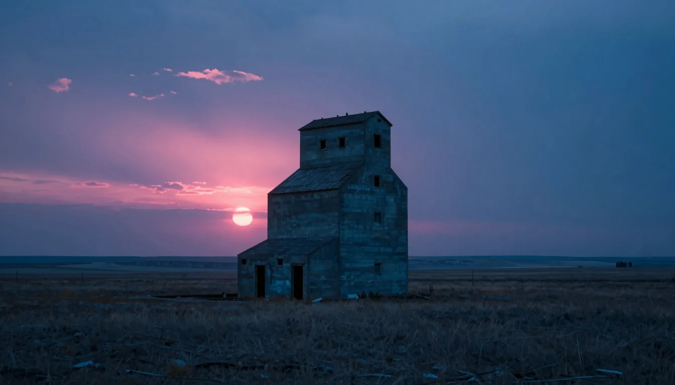 cinematic trail-aspect of lone industrial silhouette on a prairie at hot-pink sunset - companion image for the cart abandon vs browse abandon flows guide