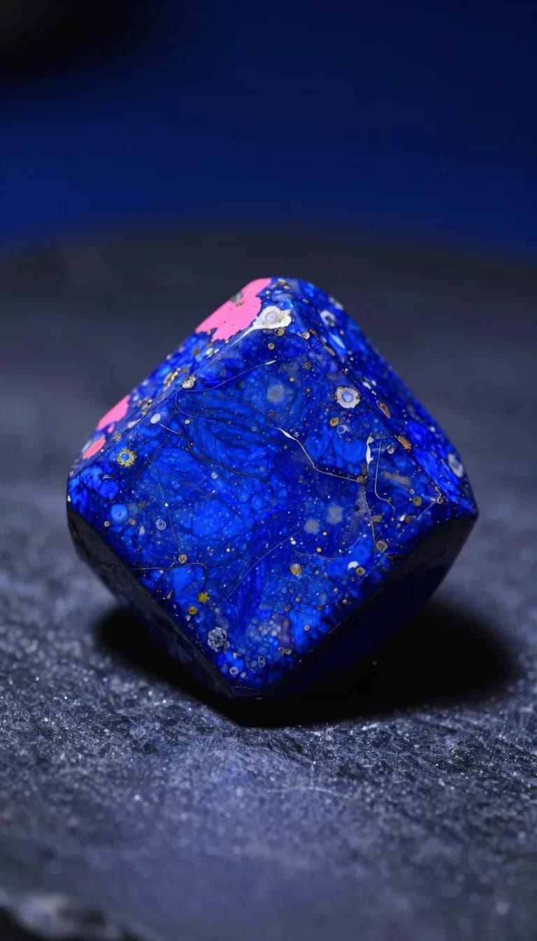 tall vertical of mineral stone form against electric-blue sky with hot-pink rim light - companion image for the accessible color palette without beige essay