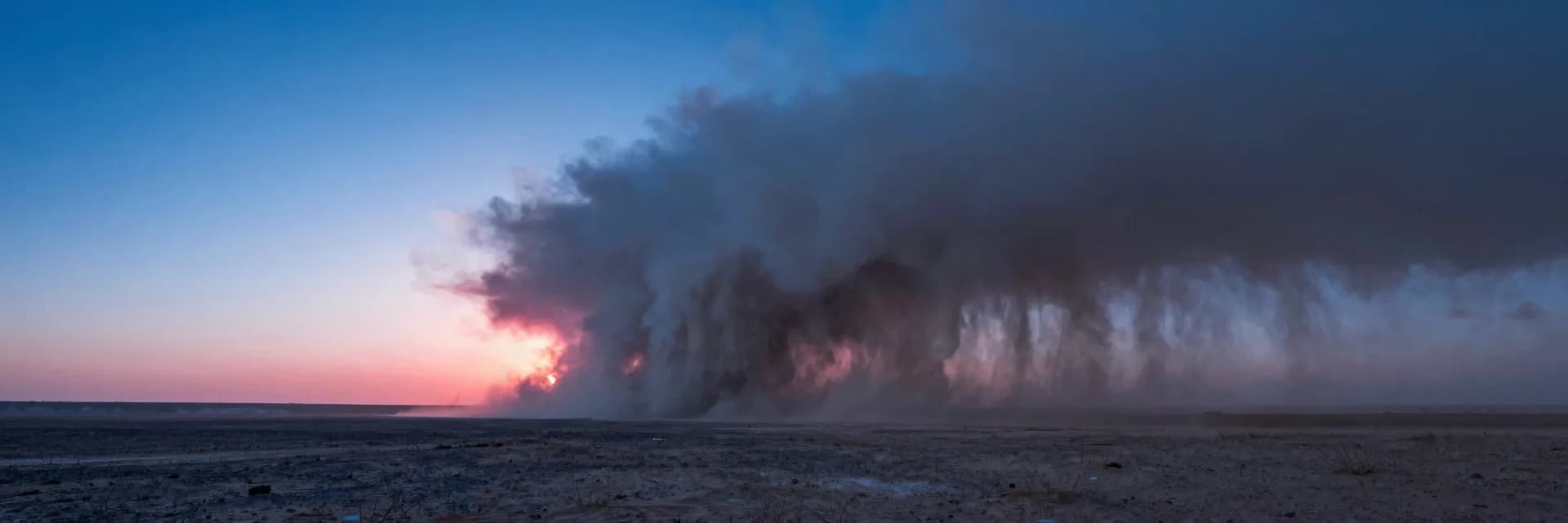 ultra-wide strip of electric-blue atmospheric scene with hot-pink sunset accent - hero image for the fractional is not a cheaper full-time hire essay