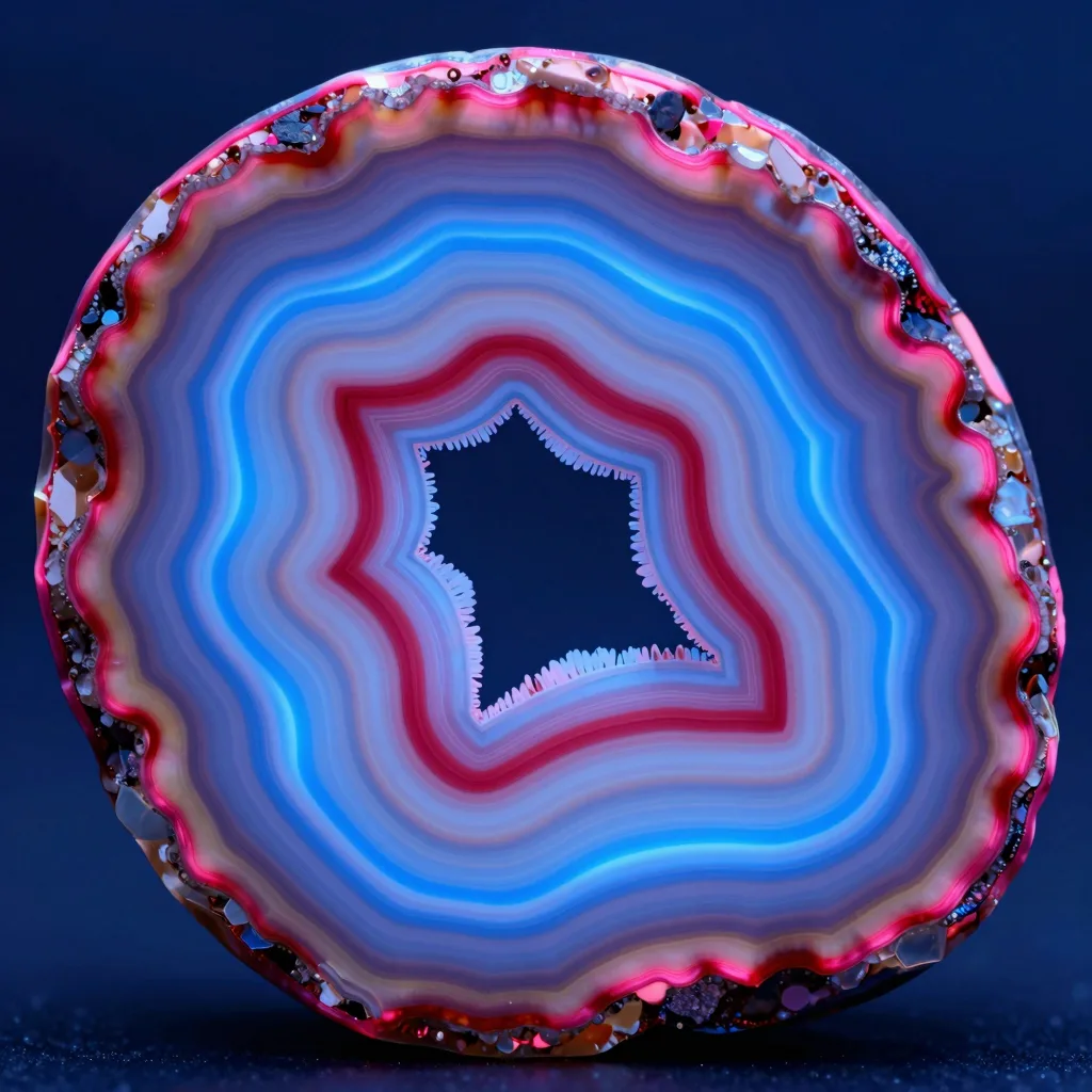 macro detail of mineral stone form against electric-blue sky with hot-pink rim light - companion image for the GA4 migration DTC playbook