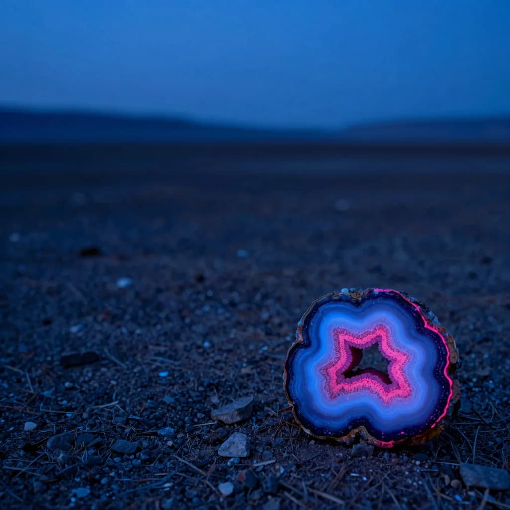 atmospheric wide of mineral stone form against electric-blue sky with hot-pink rim light - hero image for the parallel vs sequential agent dispatch guide