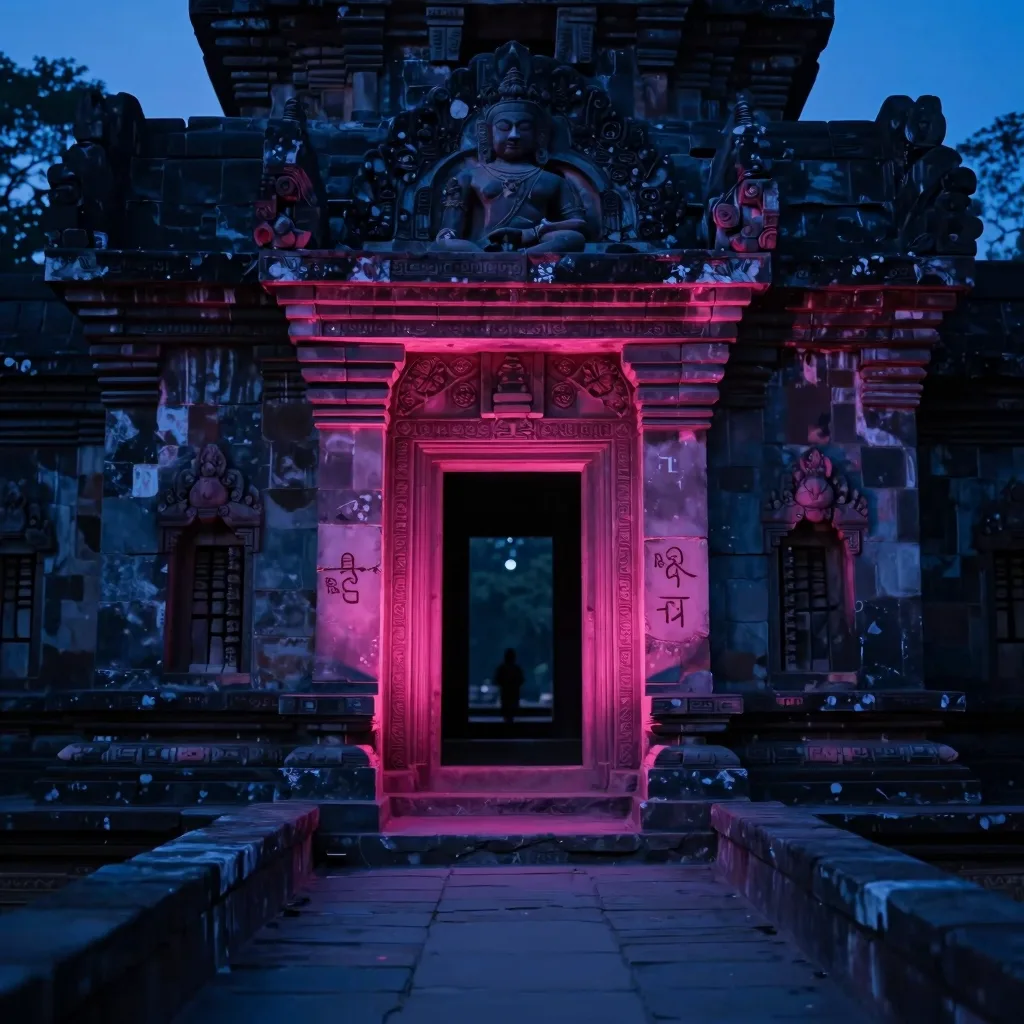 Hot-pink interior glow dominating frame in an abstract atmospheric haze