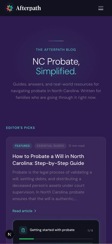 Afterpath blog listing on a phone