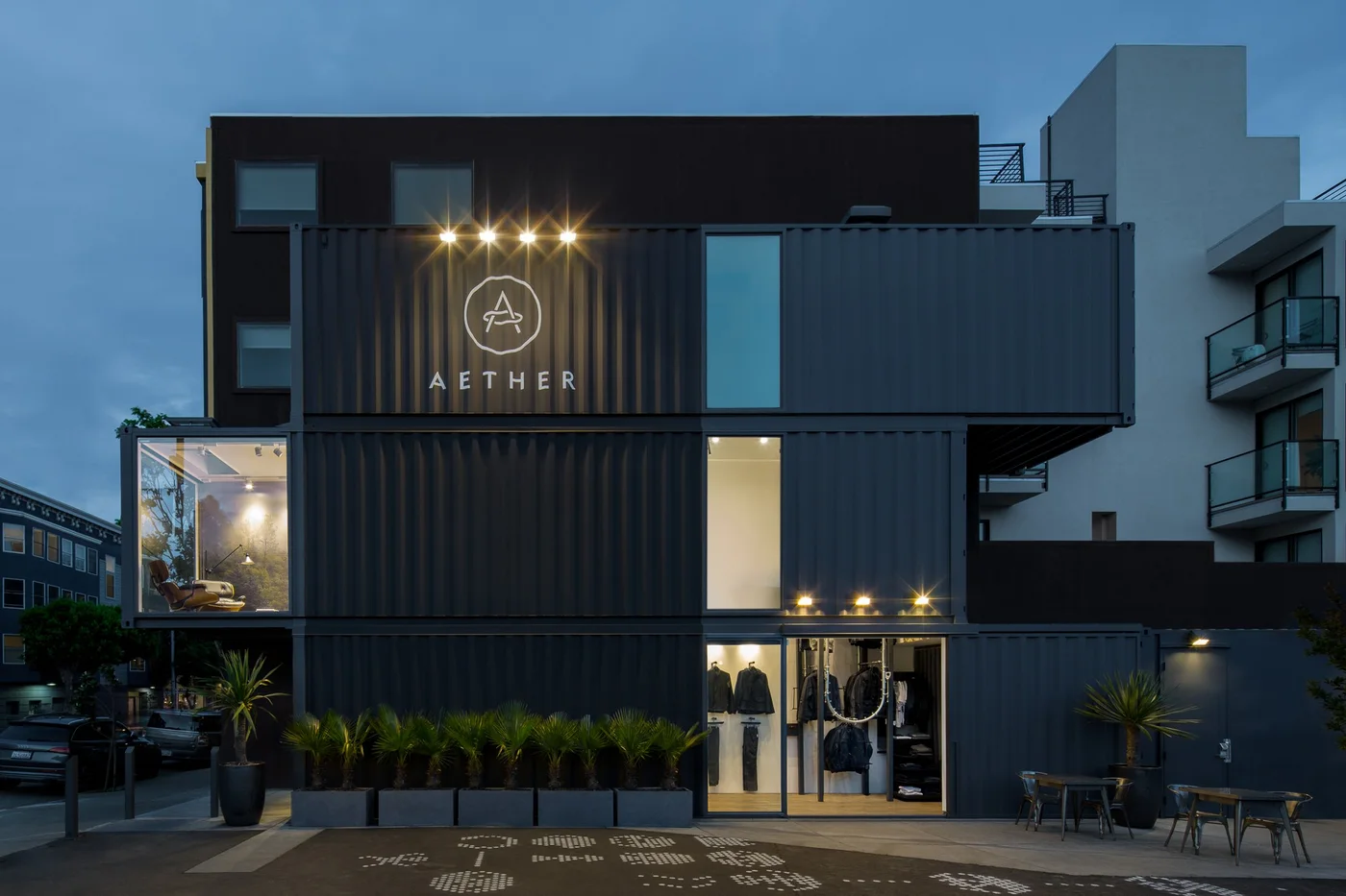 AETHER Apparel Hayes Valley stacked container storefront
