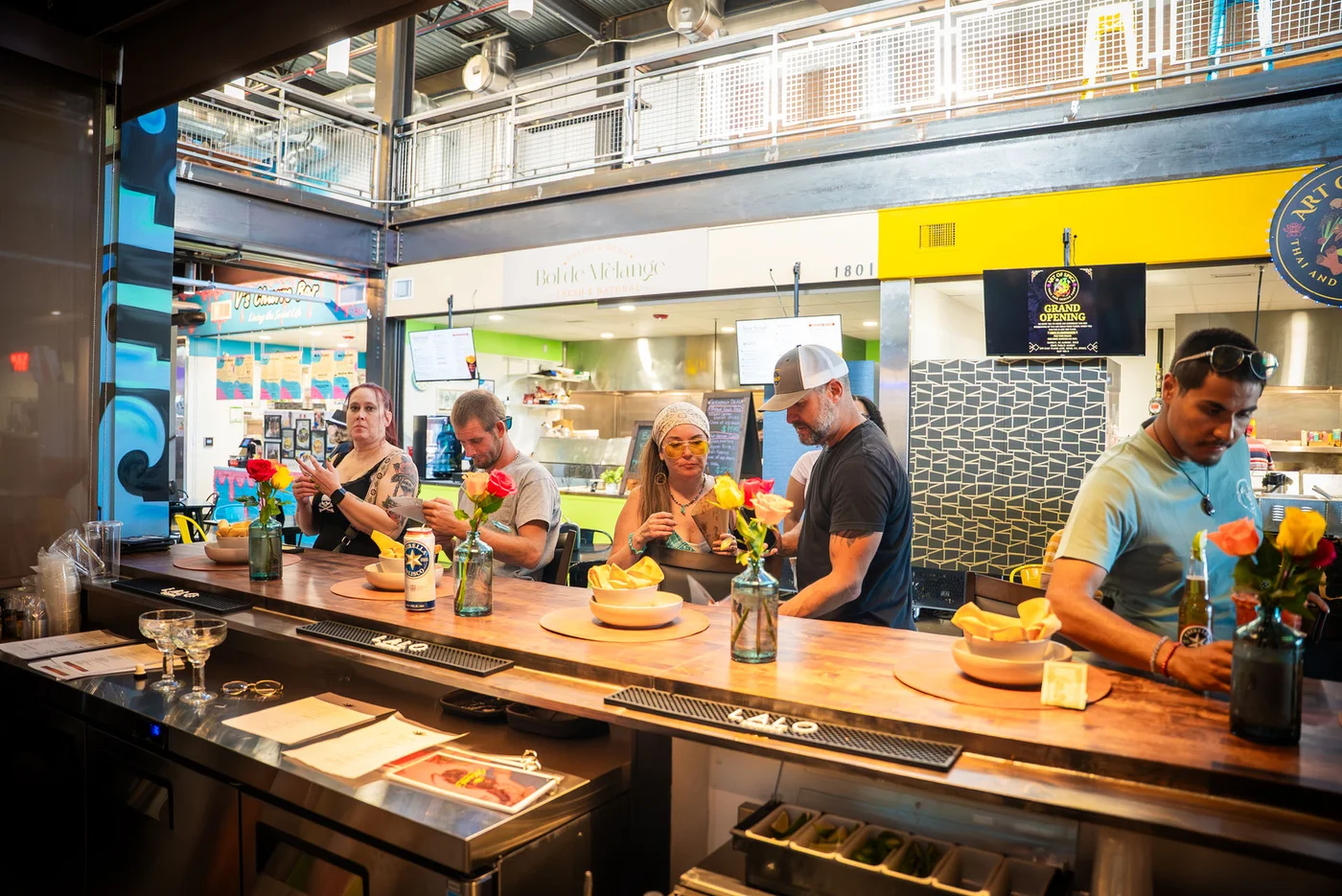 Reno Public Market food hall and bar seating