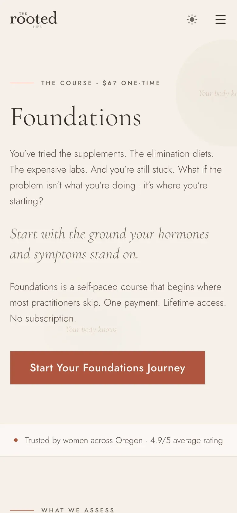Mobile Foundations course page opening screen.