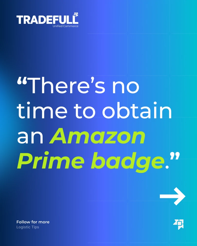 Carousel slide, quote: There's no time to obtain an Amazon Prime badge.