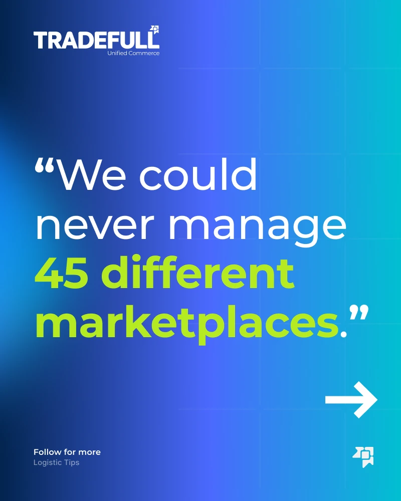 Carousel slide, quote: We could never manage 45 different marketplaces.